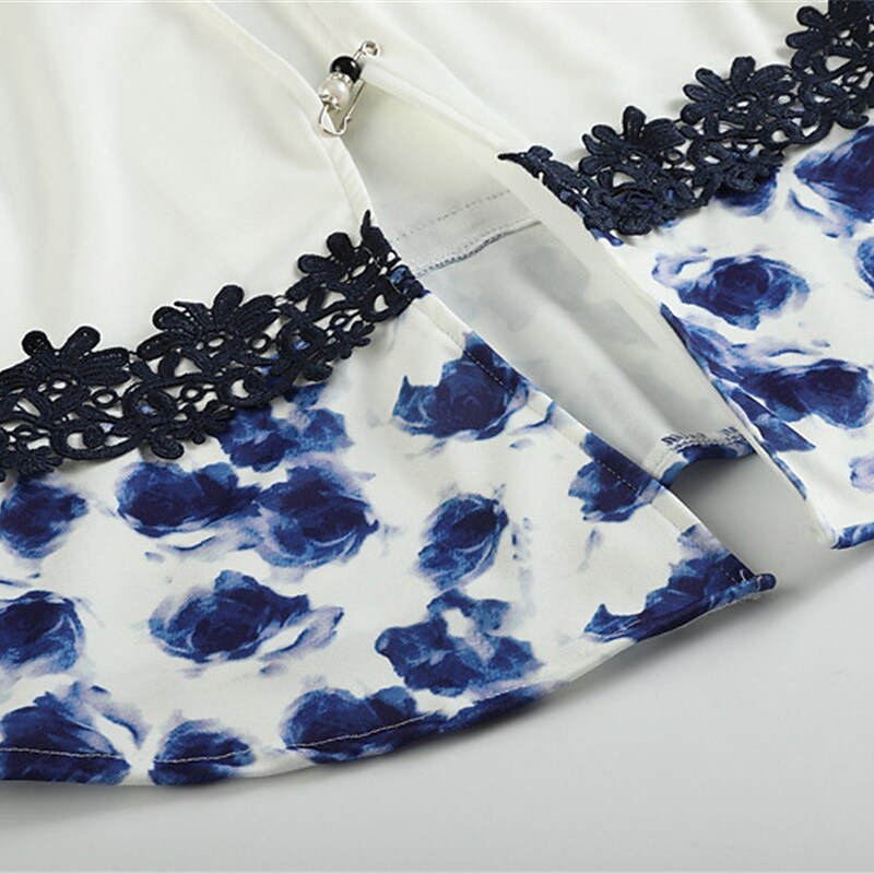 Women's Plus Size Party Dress Floral Crew Neck Print 3/4 Length Sleeve Dress