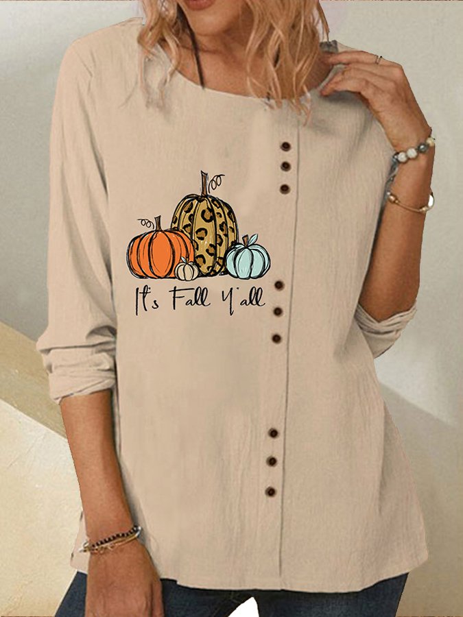 Women's Cotton Linen Loose Vintage Long Sleeve Shirt