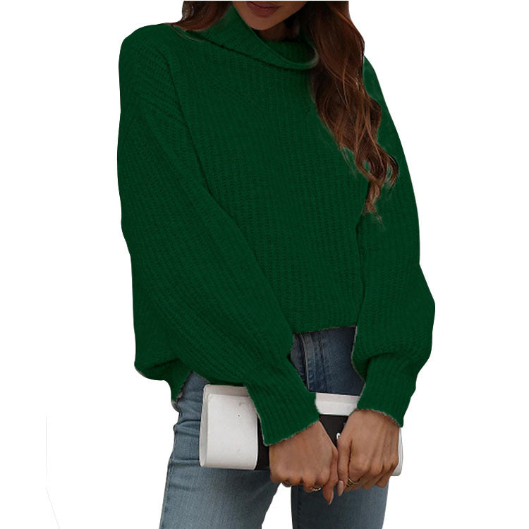 Women's Solid Long Sleeve Turtleneck Sweater
