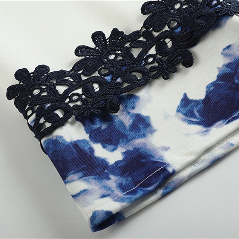 Women's Plus Size Party Dress Floral Crew Neck Print 3/4 Length Sleeve Dress