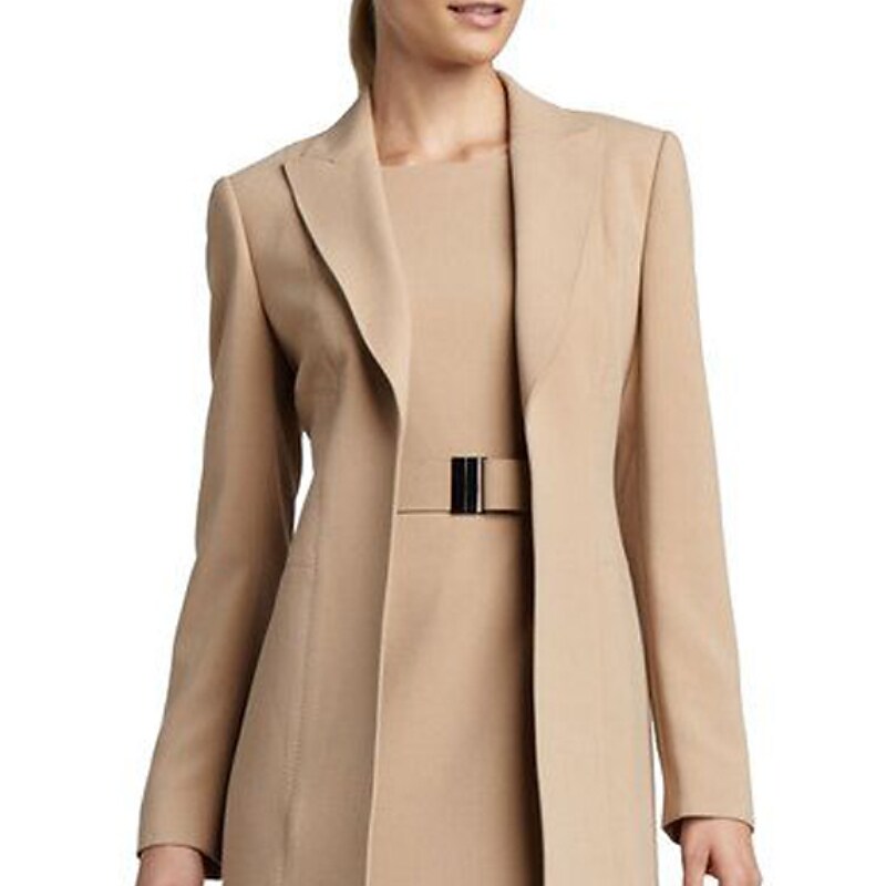 Women's Dress Set Two Piece Dress Brown Long Sleeve Pure Color Pocket Dress
