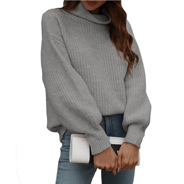 Women's Solid Long Sleeve Turtleneck Sweater