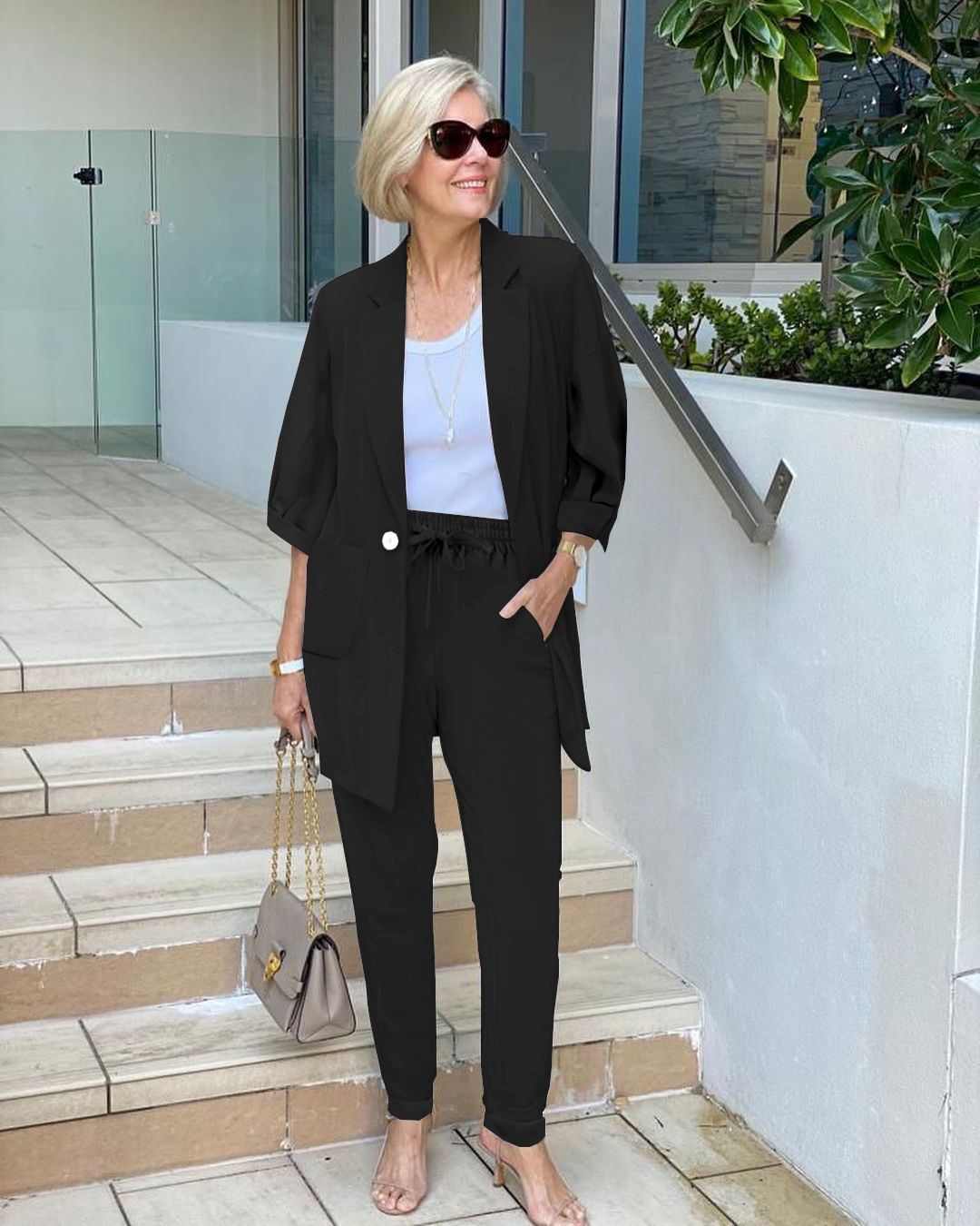 Small Suit High Waist Trousers with An Elasticated Waist Two-Piece Suit