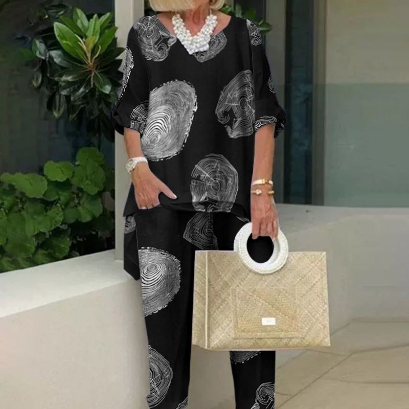 Women Floral Printed Tracksuit  2pcs Summer Pant Sets Casual 3/4 Sleeve Blouse Urban Suits Loose Matching Sets Outifits