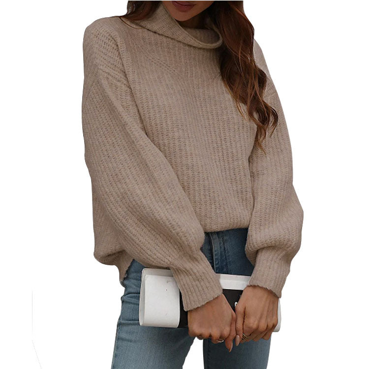 Women's Solid Long Sleeve Turtleneck Sweater