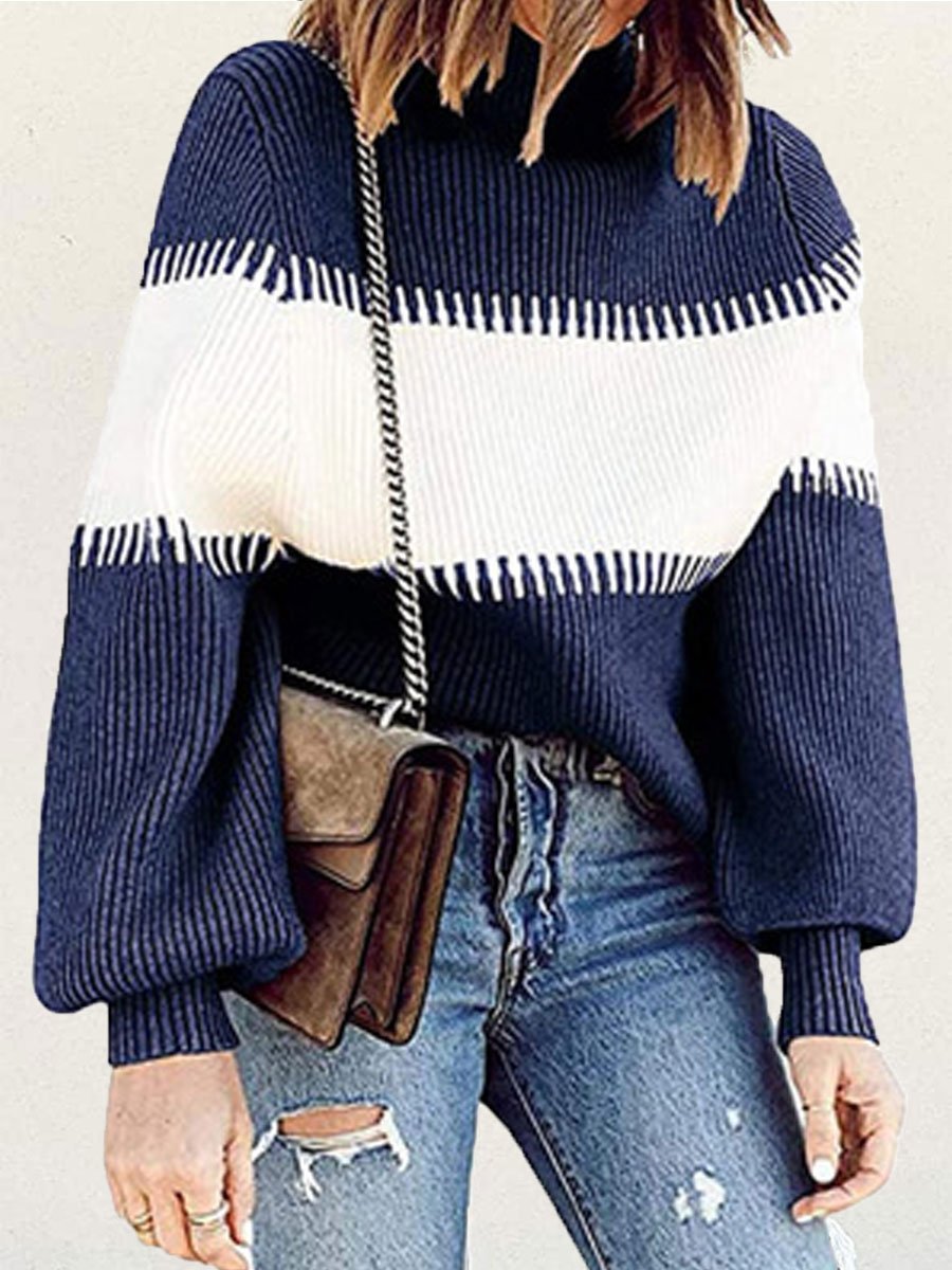 Turtleneck contrast sweater