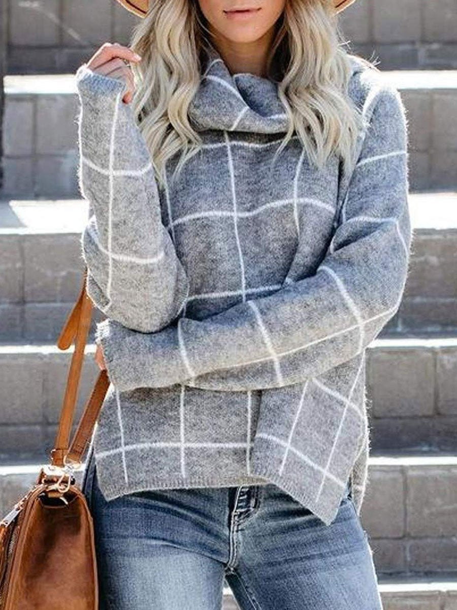 Turtleneck Plaid Sweater