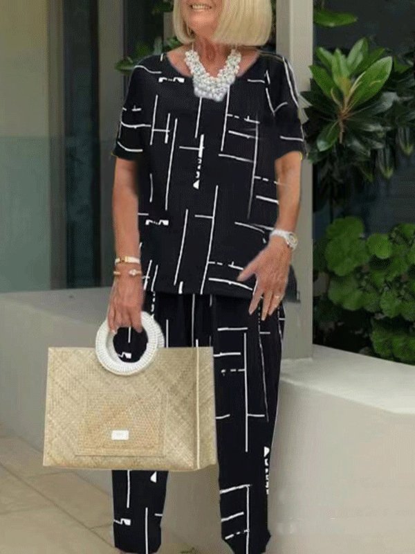 Women's Print Casual Loose Suit