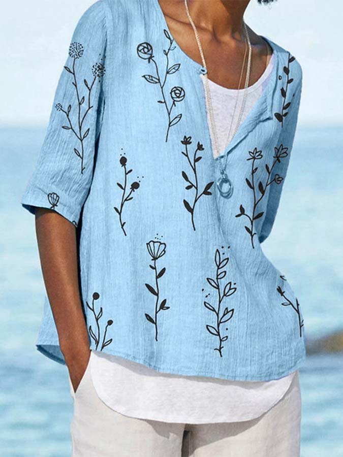 women's casual mid-sleeve shirt