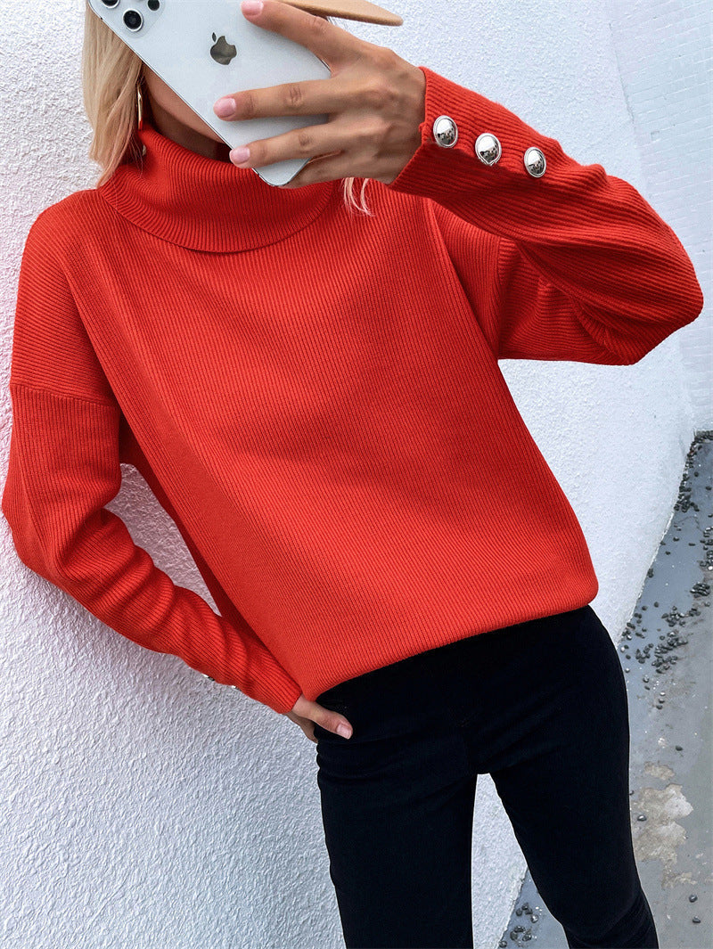 Women's Solid Turtleneck Knit Sweater