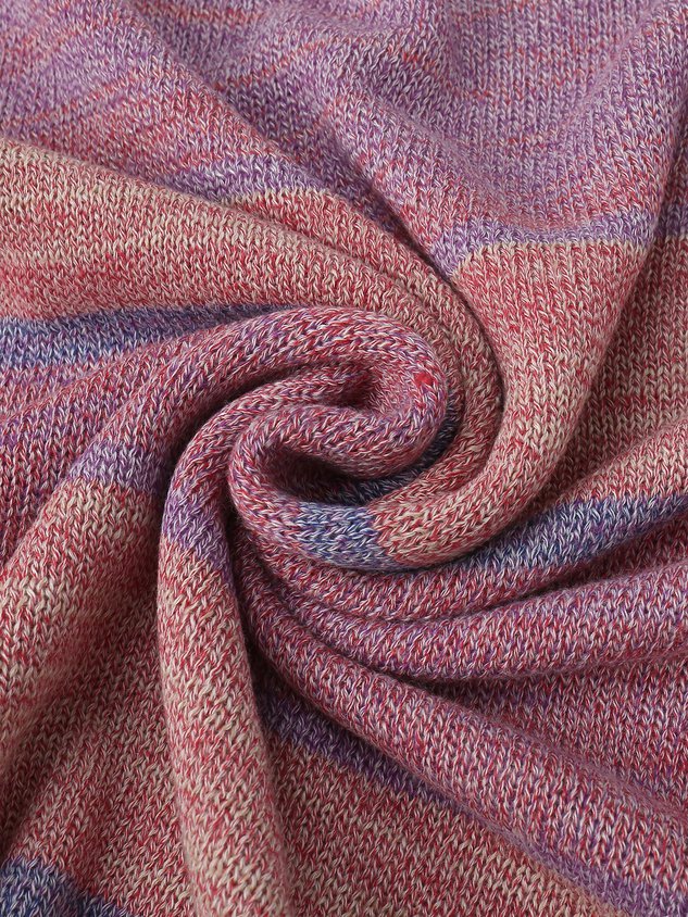 Casual Long Sleeve Block Color Sweater