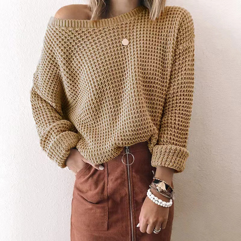 Women's Solid Long Sleeve Knit Top Sweater