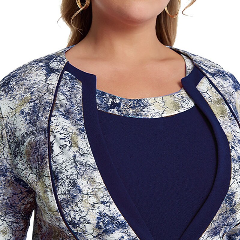 Women's Plus Size Work Dress Floral Crew Neck Print Dress