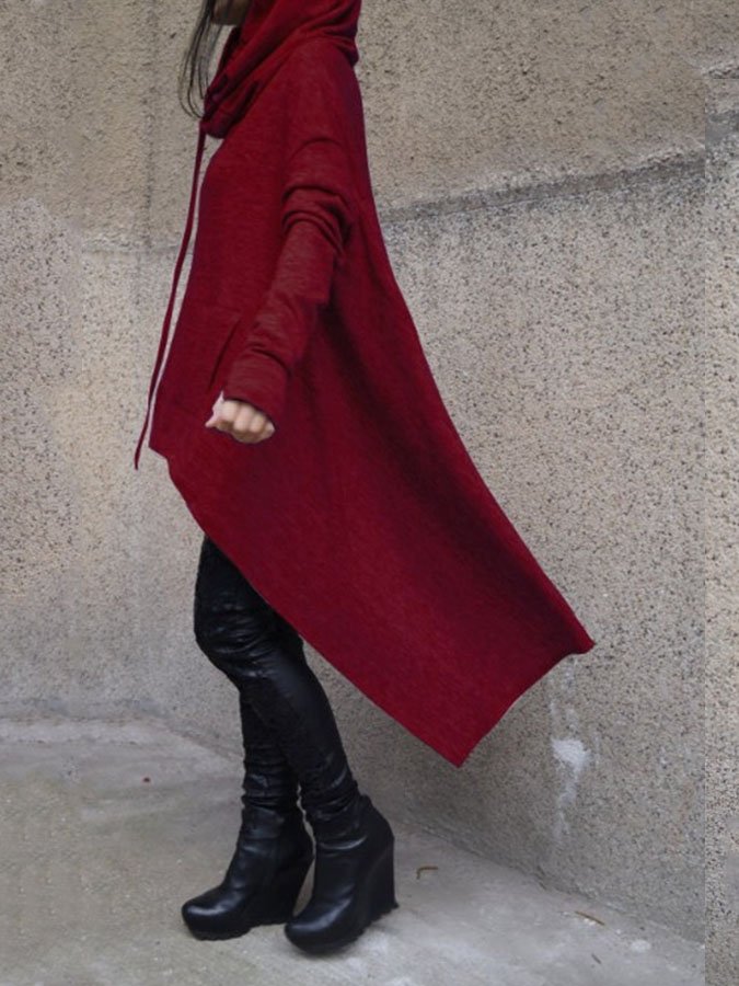 Solid Color Irregular Hoodie