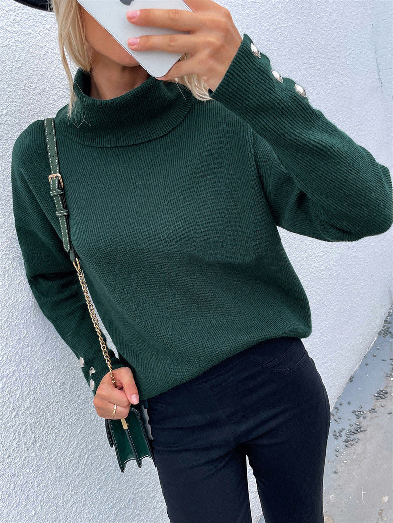 Women's Solid Turtleneck Knit Sweater