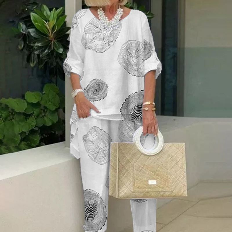 Women Floral Printed Tracksuit  2pcs Summer Pant Sets Casual 3/4 Sleeve Blouse Urban Suits Loose Matching Sets Outifits