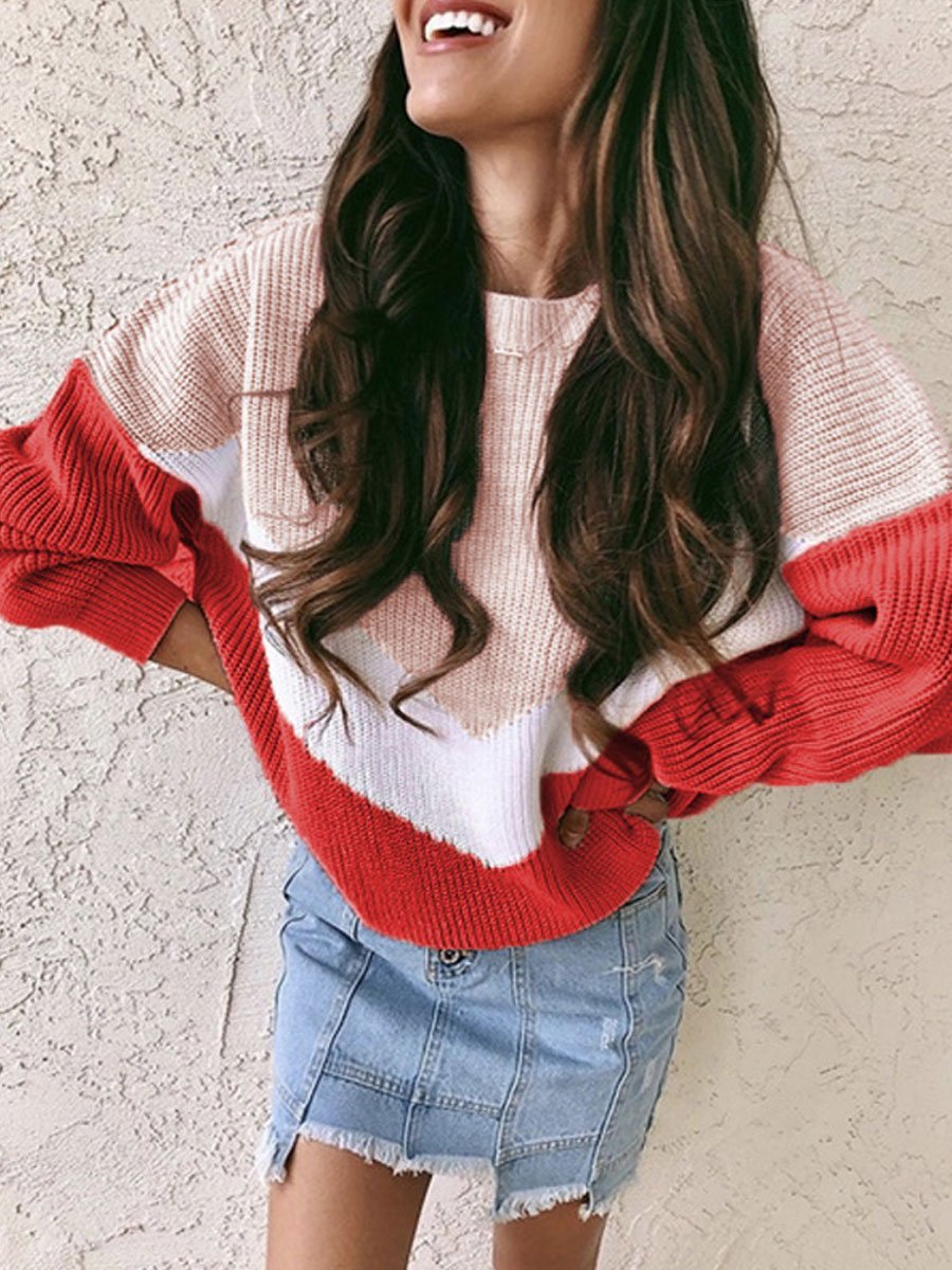Color block loose sweater