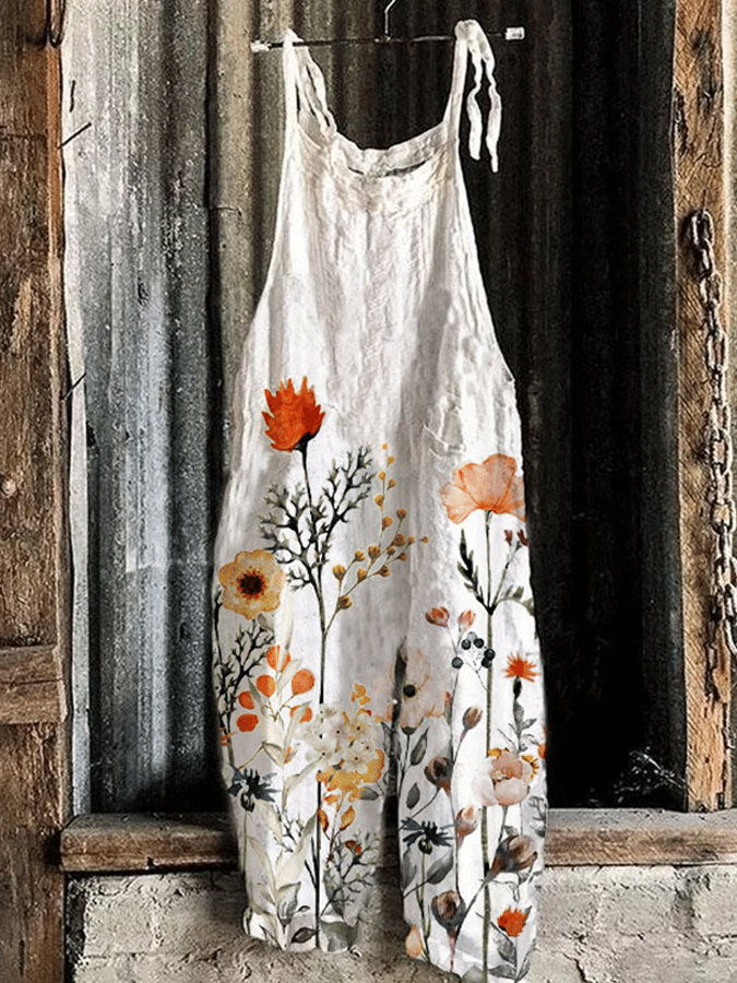 Women's Casual Floral Print Jumpsuit Suspenders
