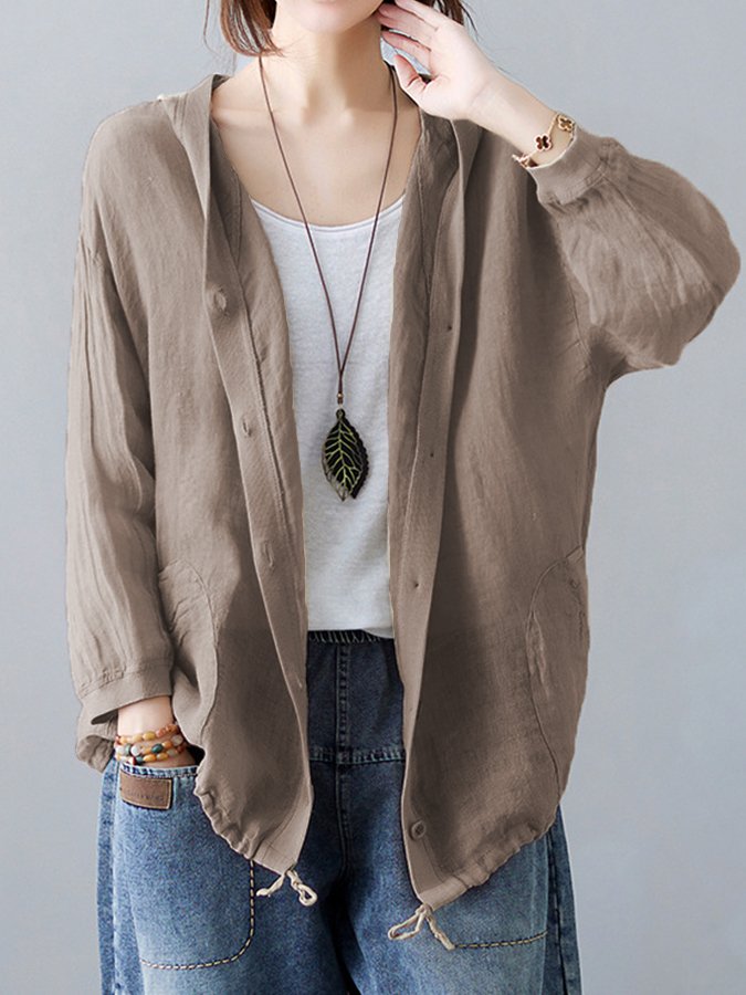 Women's Loose Casual Ramie Long Sleeve Shirt