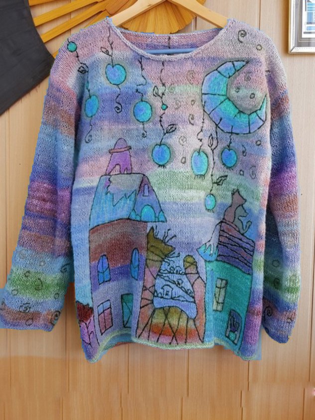 Plus Size Casual Crew Neck Long Sleeve Sweater