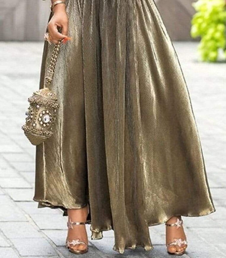 Women's Plus Size A Line Dress Solid Color V Neck 3/4 Length Sleeve Winter Fall Vintage Elegant Maxi long Dress Party Dress