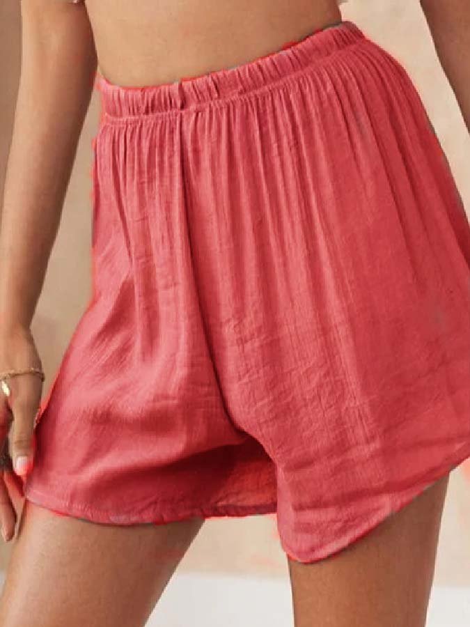 Women's Cotton Linen Elastic Casual Shorts