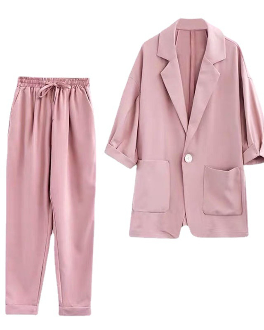 Small Suit High Waist Trousers with An Elasticated Waist Two-Piece Suit