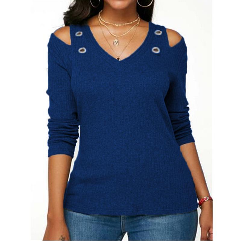 V-Neck Strapless Long-Sleeved Sweater T-Shirt