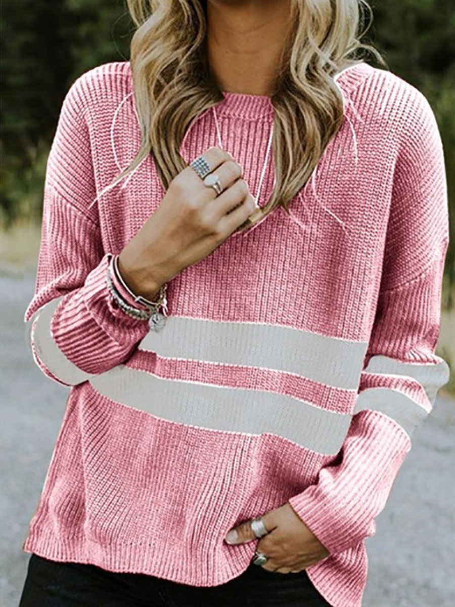 Color block crew neck sweater