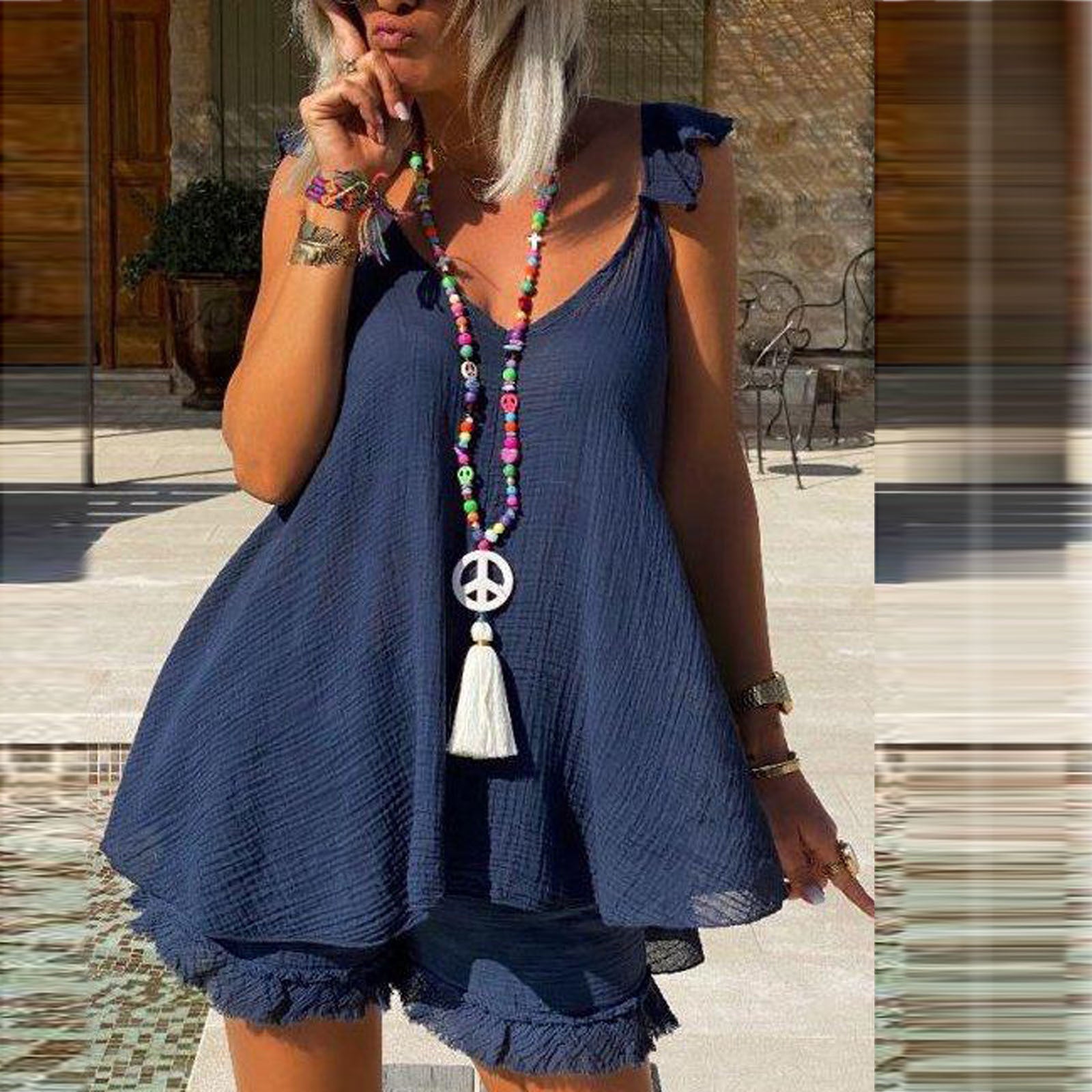 Sleeveless Solid Color Elegant Outfit Suits