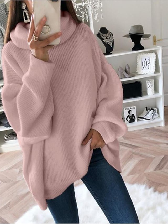 Women's Pullover Sweater Knitted Casual Long Sleeve Loose Sweater