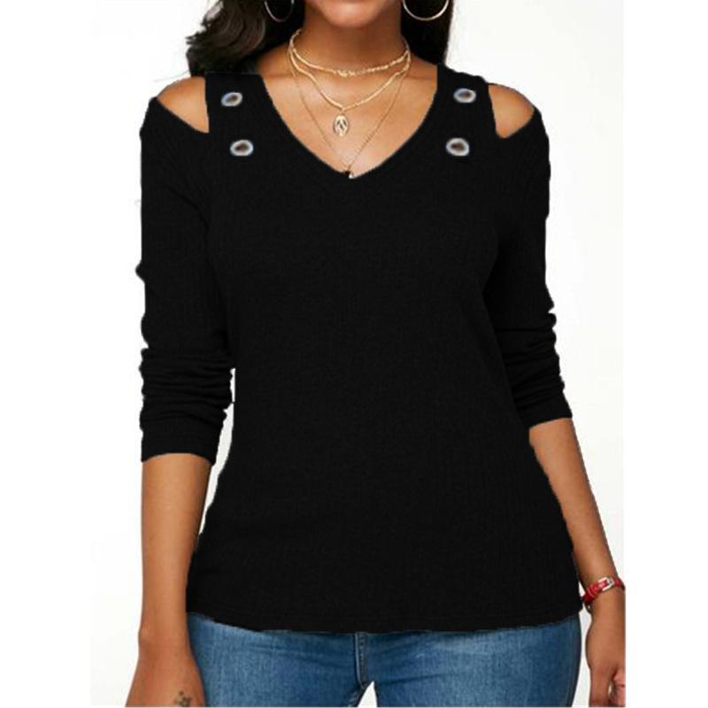 V-Neck Strapless Long-Sleeved Sweater T-Shirt
