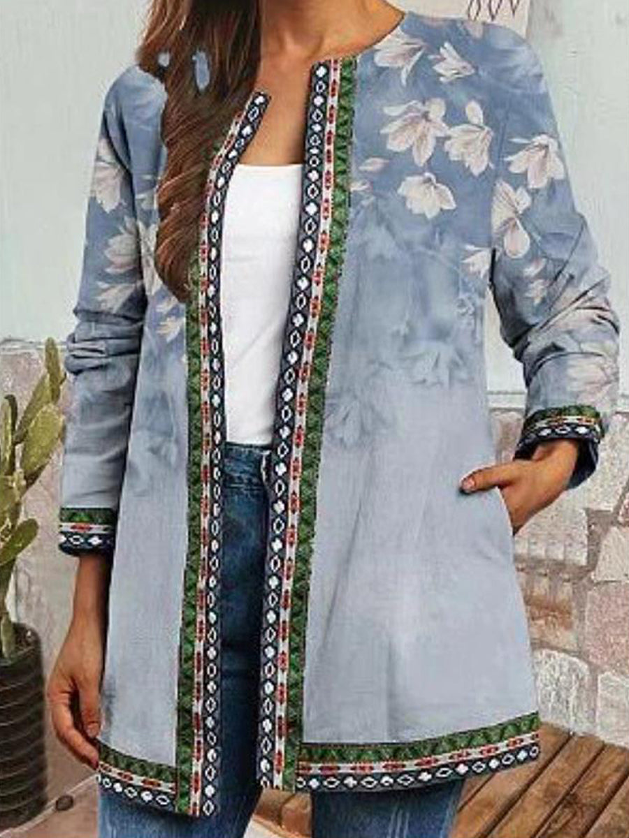 Women's Printed Long Sleeve Cardigan Tops