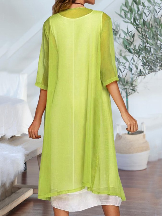 Women's Fashion Casual Printed Two Piece Cardigan Dress