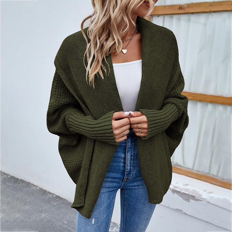 Women's Solid Long Sleeve Sweater Cardigan Top