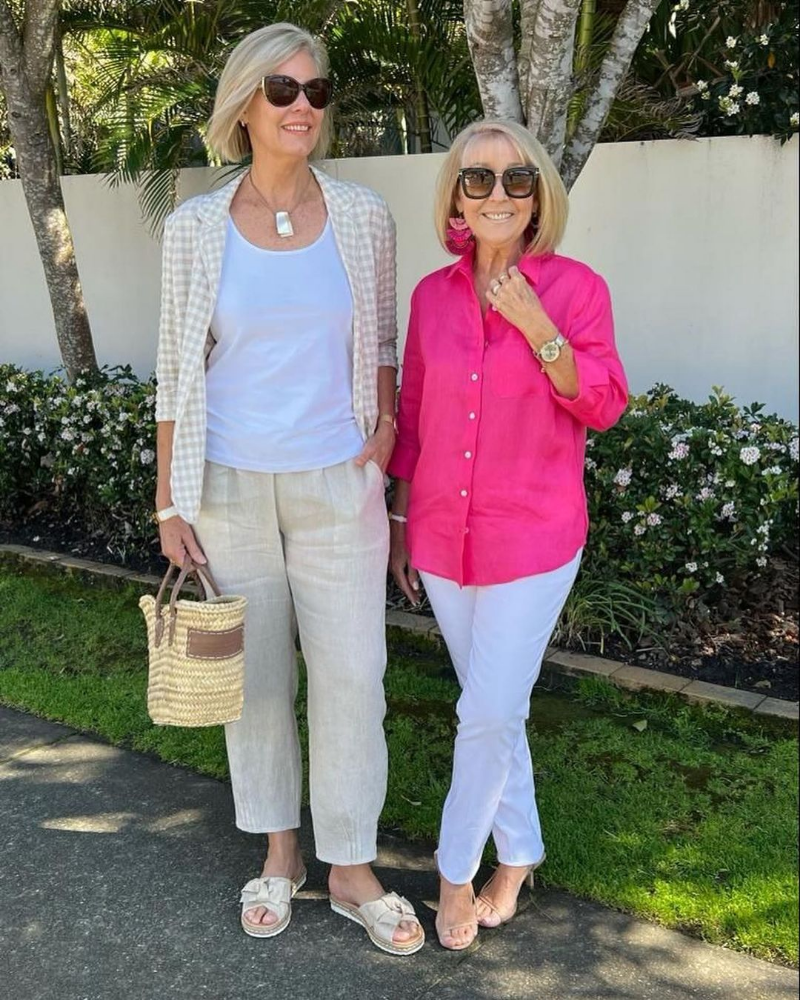 Stand Collar Cotton and Linen Two Piece Set