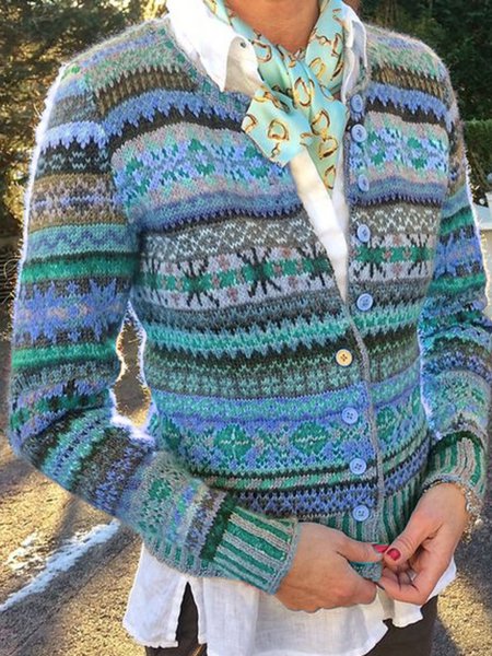 Printed Long Sleeve Casual Cardigans Sweater coat