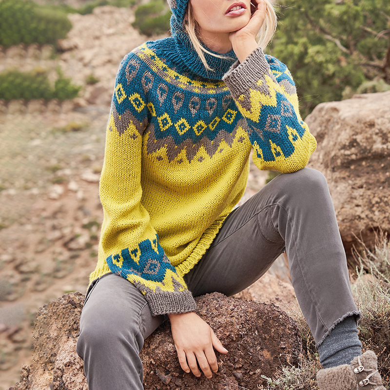 Fairman Island Contrast Jacquard Turtleneck Vintage Sweater