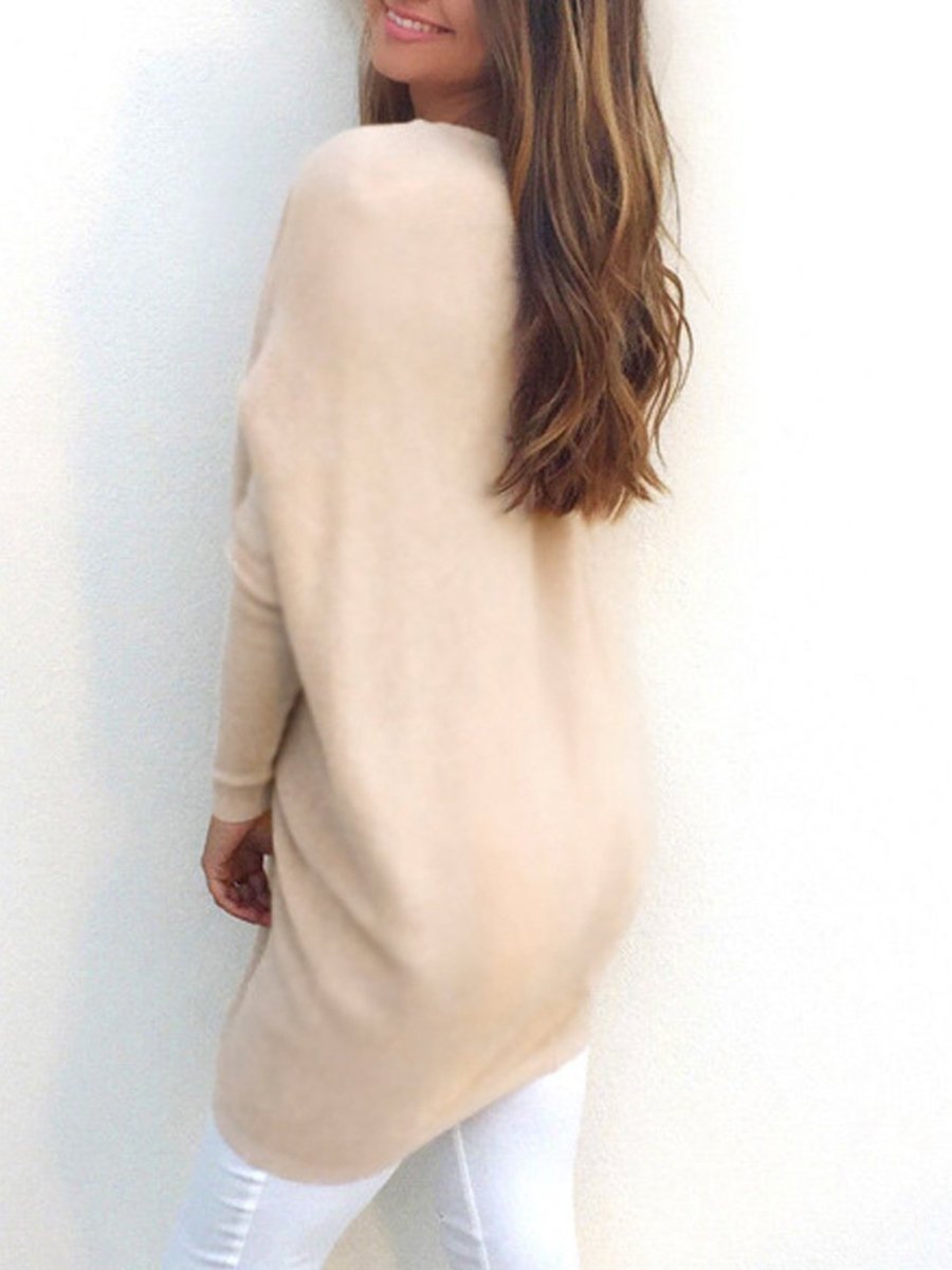 Fashion V-neck Long Sleeve Loose Casual Sweater