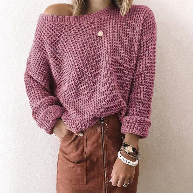 Women's Solid Long Sleeve Knit Top Sweater