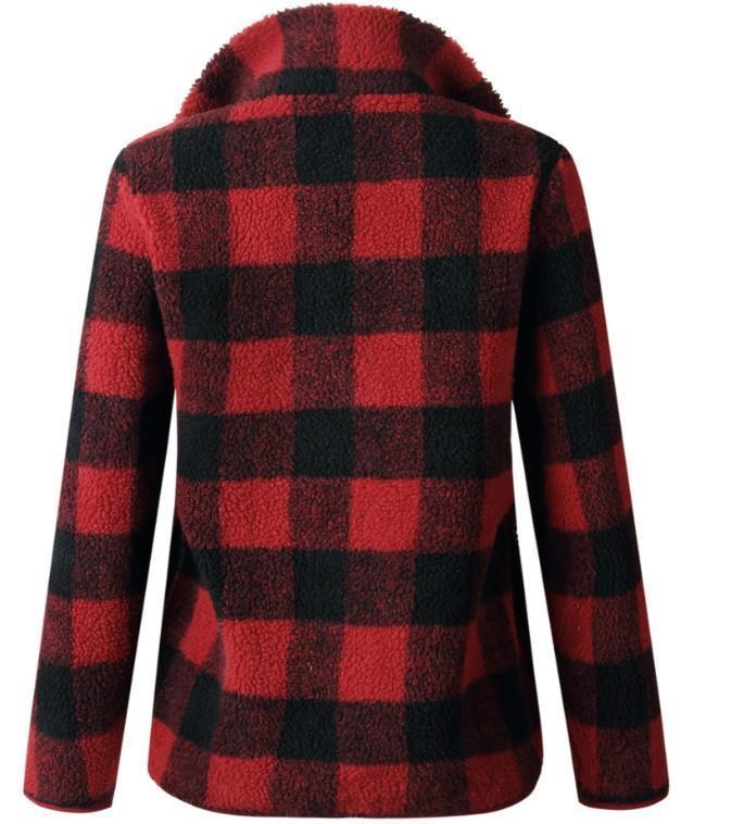 Band Collar Zipper Gingham Plaid Sweater/Sweatshirt