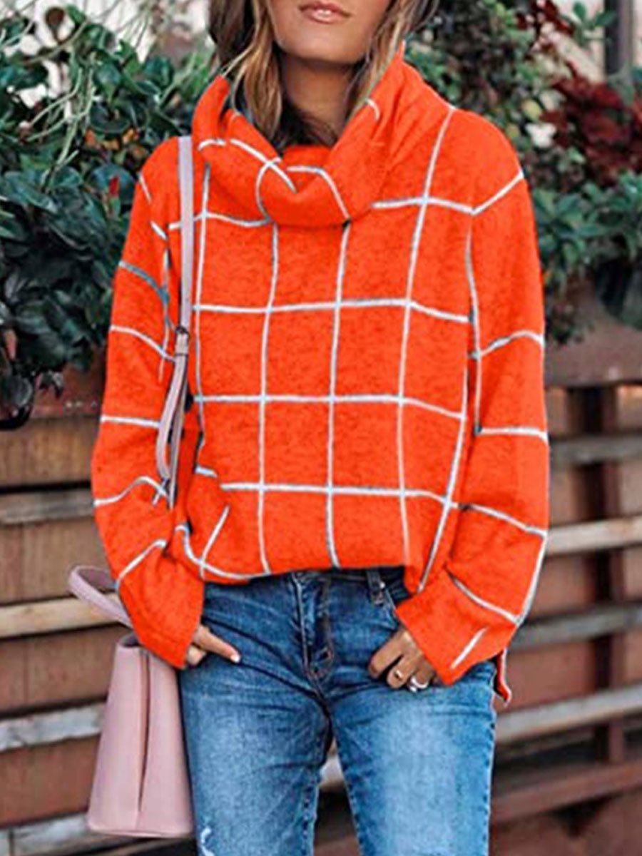 Turtleneck Plaid Sweater