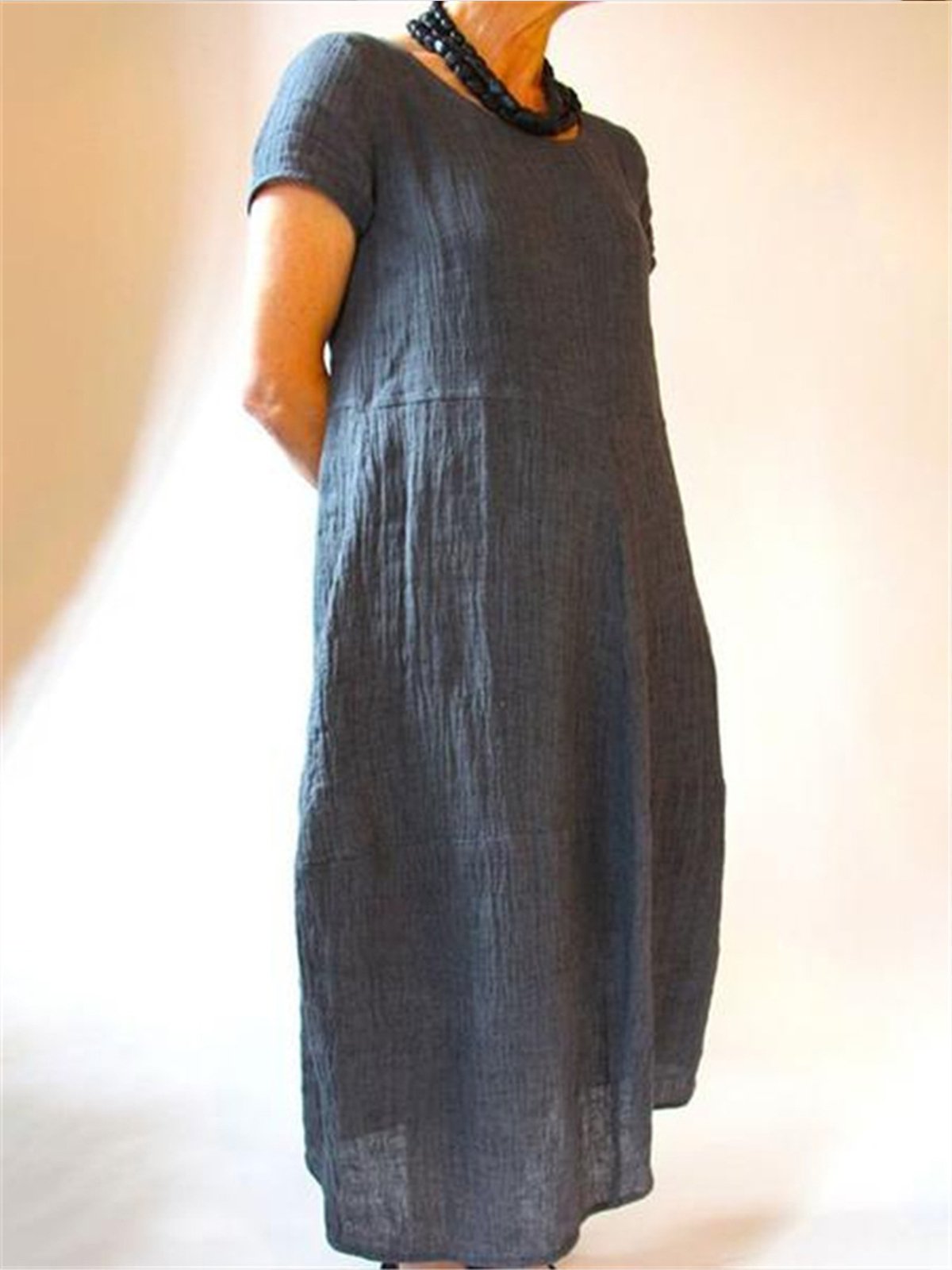 Women's Pure Color Elegant Cotton Dress