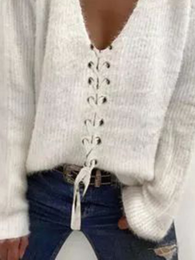 Long Sleeve Plain Shift Casual Sweater