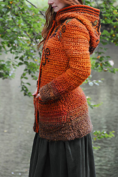 Women Long Sleeve Plus Size Orange Amber Outwear