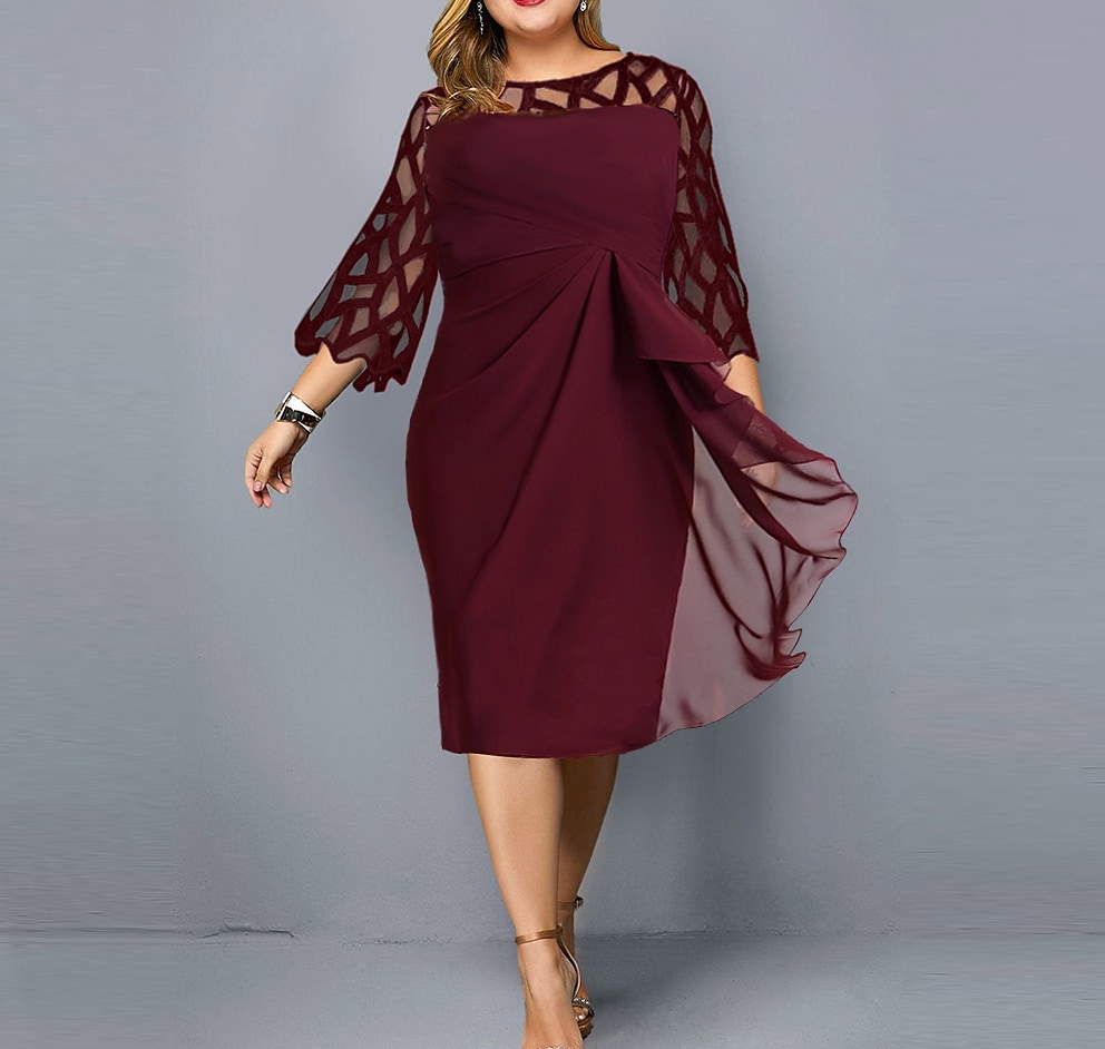Women's Plus Size A Line Dress Midi Dress
