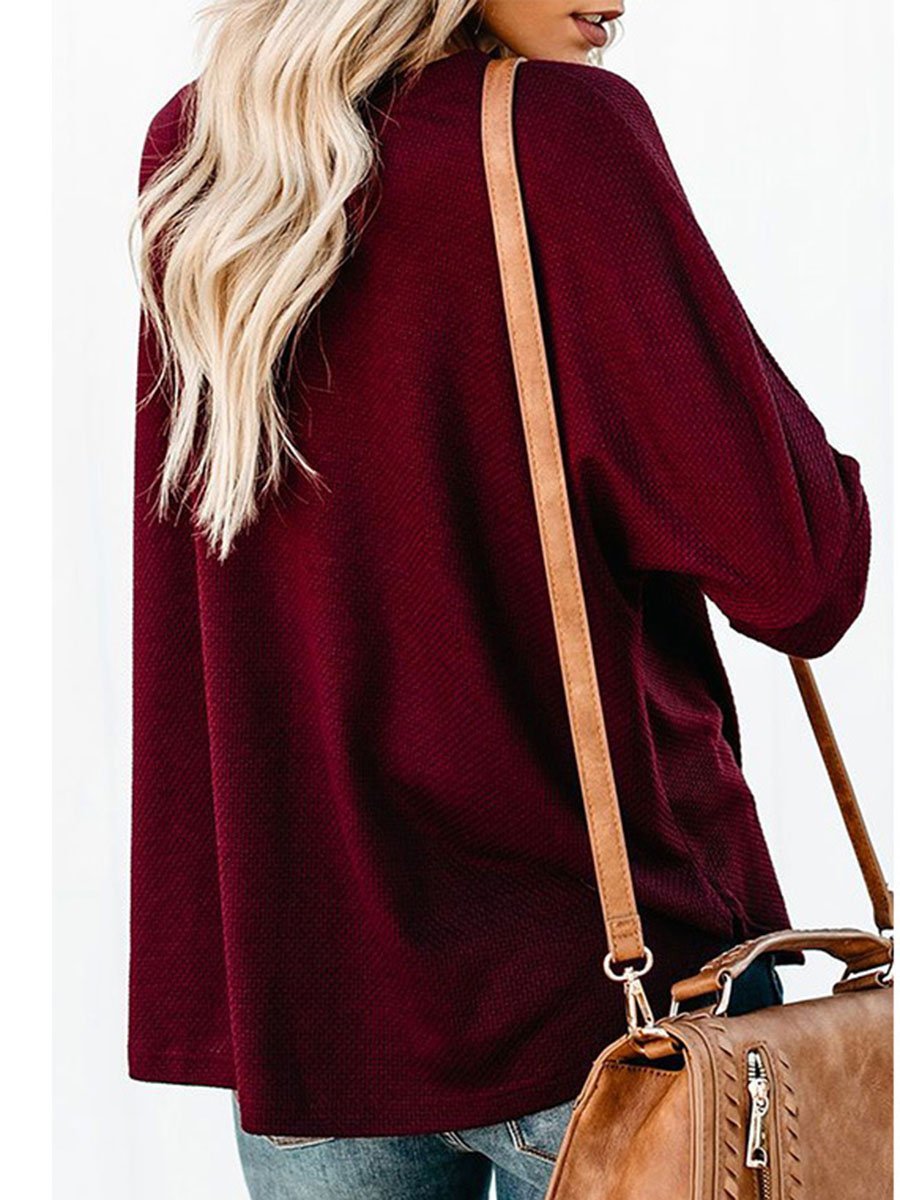 V-Neck Solid Color Single-Breasted Knot Knitted Long Sleeves Cardigan