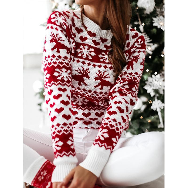 Women's Jumpers Christmas Snowflake Reindeer Sweater