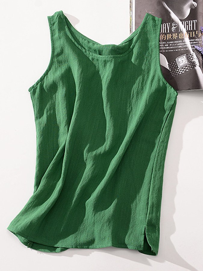 Women's Casual Solid Color Cotton Tank Top