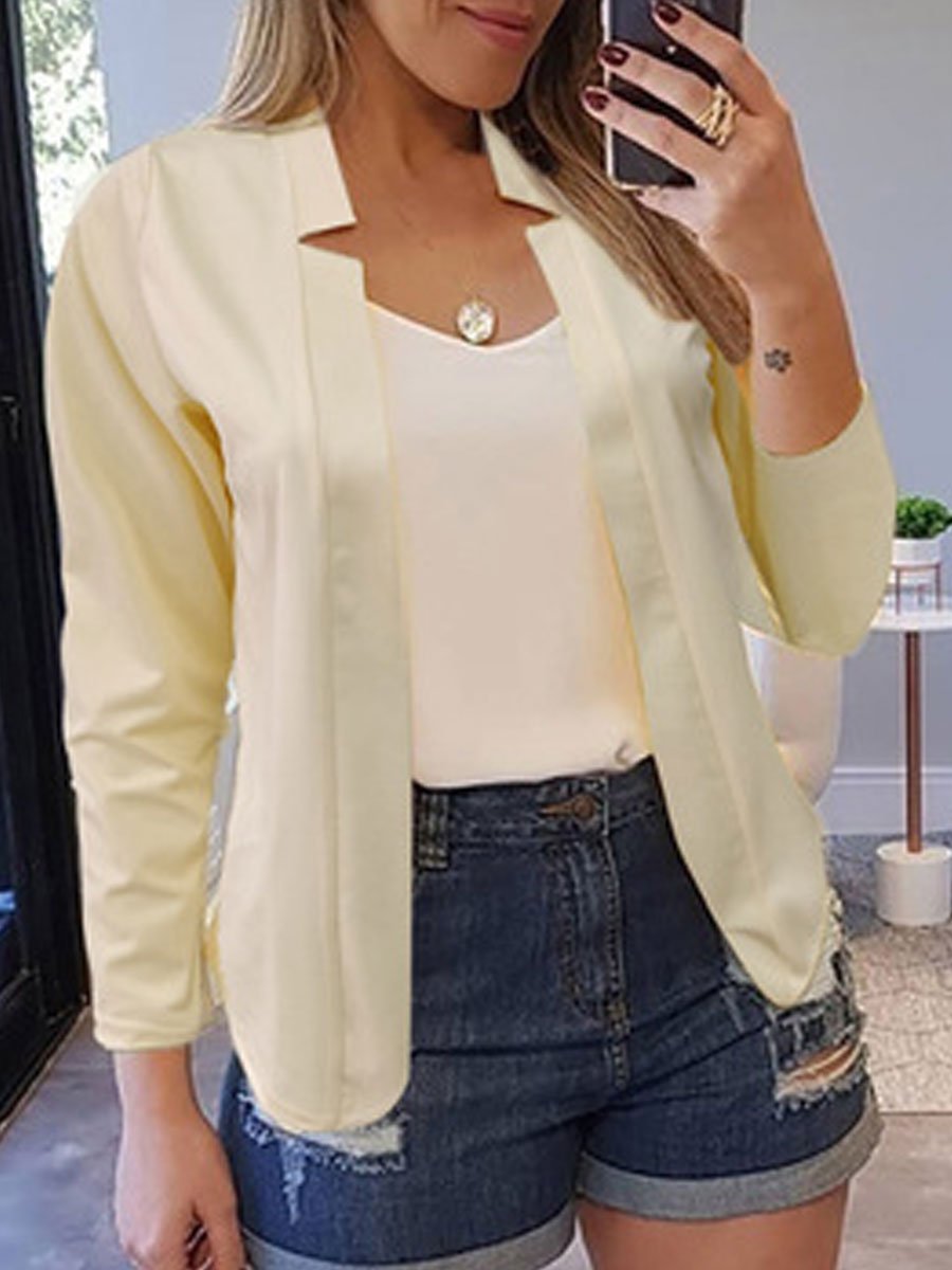 Plain Long Sleeve Cardigan Casual Blazer
